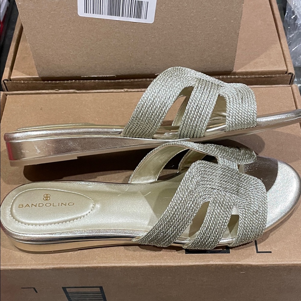 Bandolino Women's Woven Metallic Slide Sandals-New-Size 10 - Picture 4 of 8